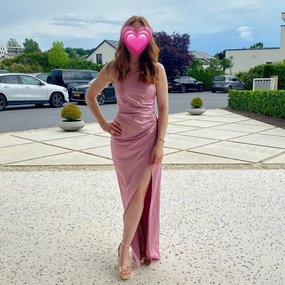Anthropologie BHLDN Scottie One-Shoulder Side-Slit Stretch Satin in Orchid